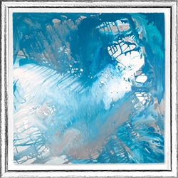Picture of Teal Blue Abstract with Silver Foil  GL1568